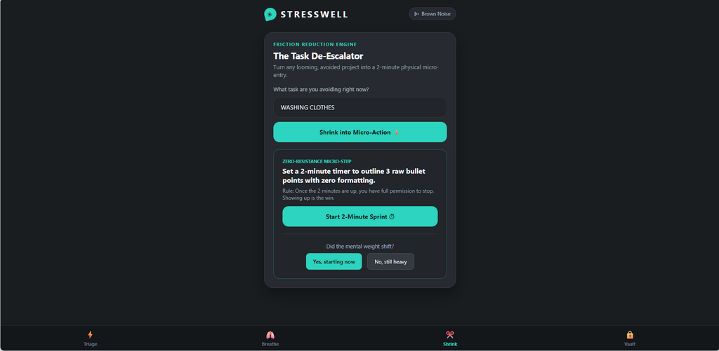 STRESSWELL™ — 2-Minute Overwhelm & Reset Engine